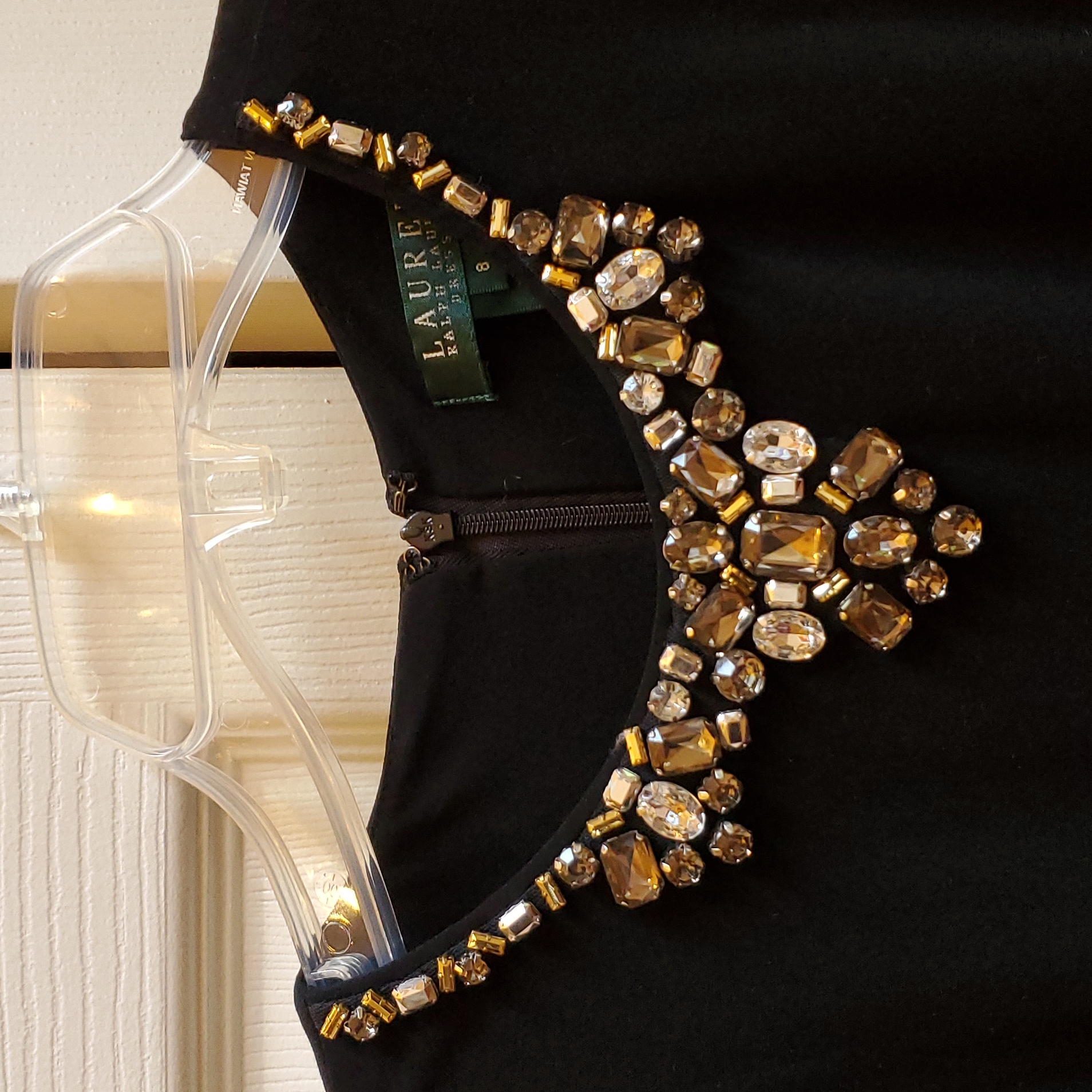 Ralph Lauren Midi Jeweled Embellished Black Sleeveless Dress